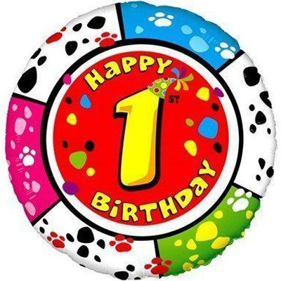 1202-1781 Кулька фольгована з гелієм   Цифра КРУГ  HB "1" 18", розмір 45 на 0 см