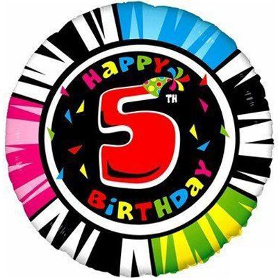 1202-1785 Кулька фольгована х гелієм   Цифра Круг HB 5 18", розмір 45 на 0 см