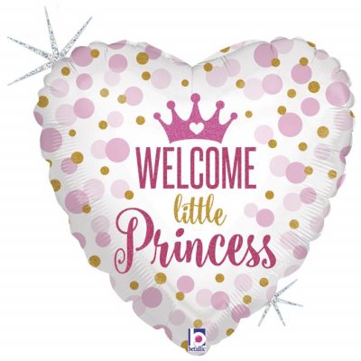3202-0318 Кулька фольгована з гелієм  Серце Welcome little princess 18""