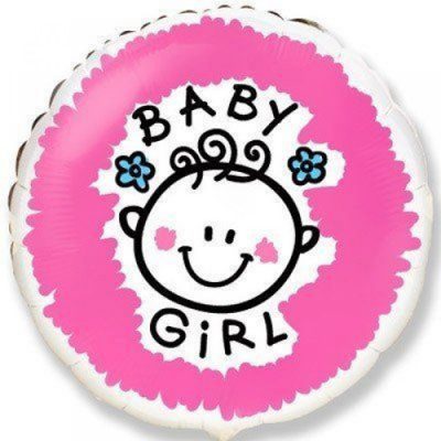 1202-3041 Шар фольгированный с гелием  Круг "baby girl" 18""