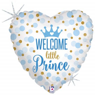 3202-0319 Шар фольгированный с гелием  Сердце Welcome little prince 18""