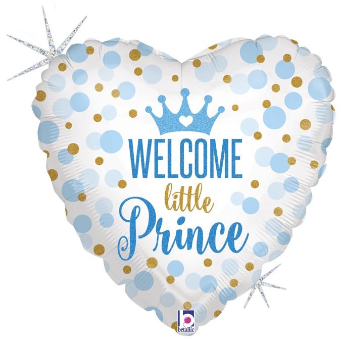3202-0319 Шар фольгированный с гелием  Сердце Welcome little prince 18""
