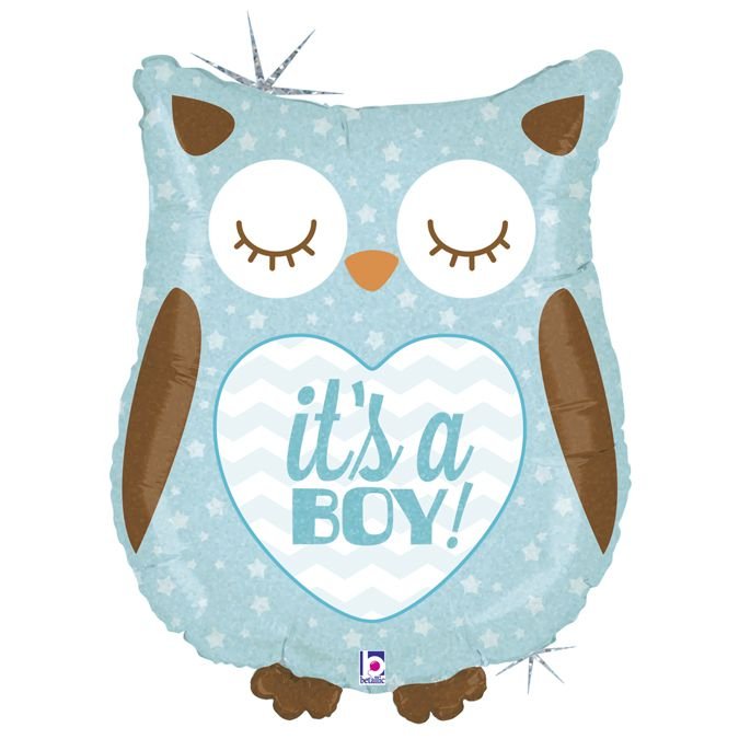 3207-1257 Шар фольгированный с гелием  Сова "It's a boy" "