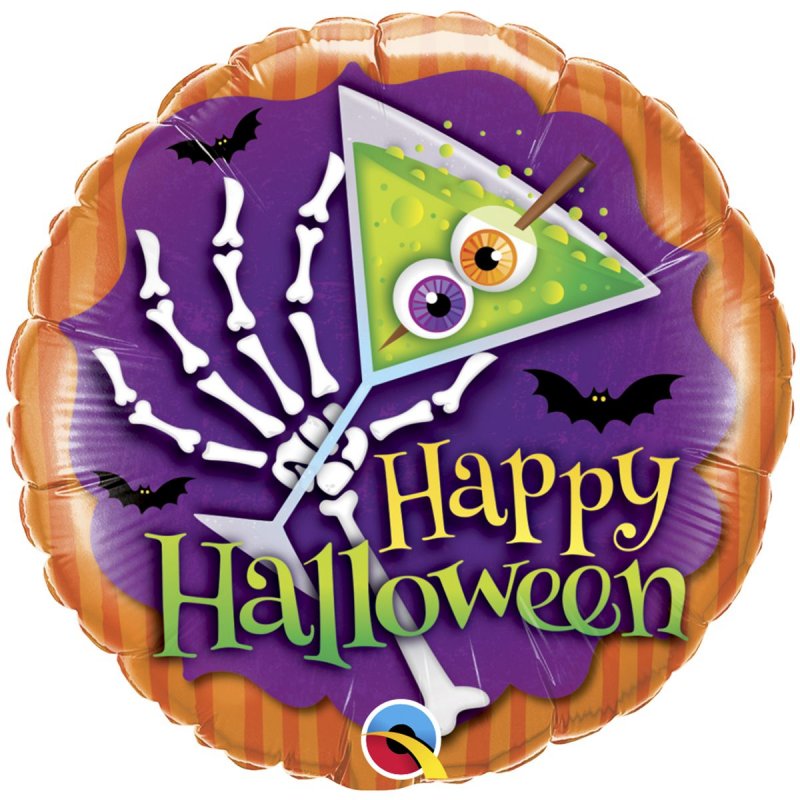 3202-0397 Шар фольгированный с гелием  Круг Happy halloween 18", размер 46х46 см