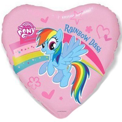 1202-3222 Кулька фольгована з гелієм  Серце Маленький поні Веселка 18, розмір 45х0 см