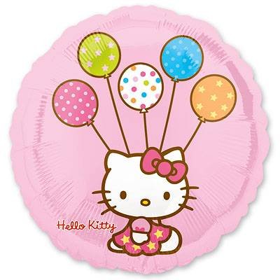1202-1394 Шар фольгированный с гелием  Круг Hello kitty 18, размер 0х0 см