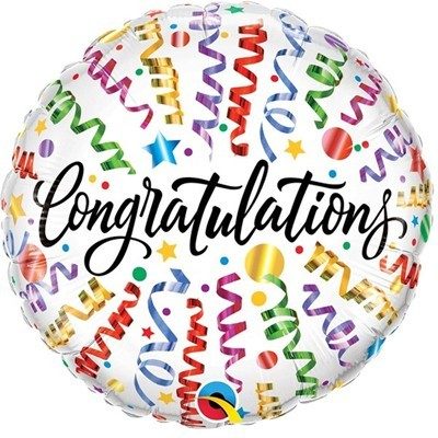 3202-0134 Кулька фольгована з гелієм  Круг Congratulations 18, розмір 46х46 см