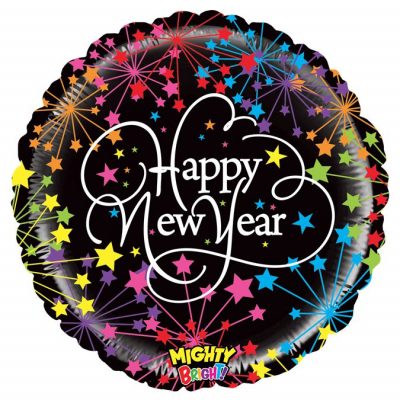 3202-0913 Шар фольгированный с гелием  Круг "Happy new year" 18", размер 46х46 см