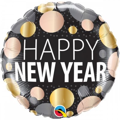 3202-2668 Кулька фольгована з гелієм  Круг "Happy new year " 18", размер 46х46 см