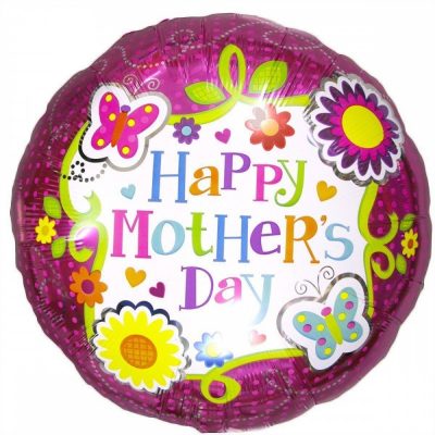 3203-0001 Кулька фольгована з гелієм  Круг "Happy Mother Day" 18", размер 46х46 см