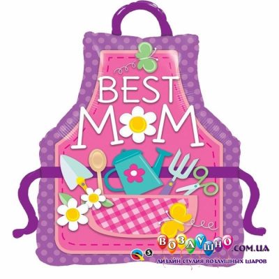 3207-0095 Кулька фольгована з гелієм  Фартух Best mom, розмір 104х80 см