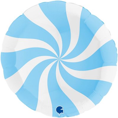 3202-0043 Кулька фольгована з гелієм  Круг Льодяник макарун блакитний 36, розмір 91х91 см
