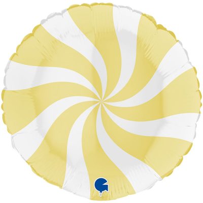 3202-0067 Шар фольгированный с гелием  Круг Леденец макарун желтый 36, размер 91х91 см