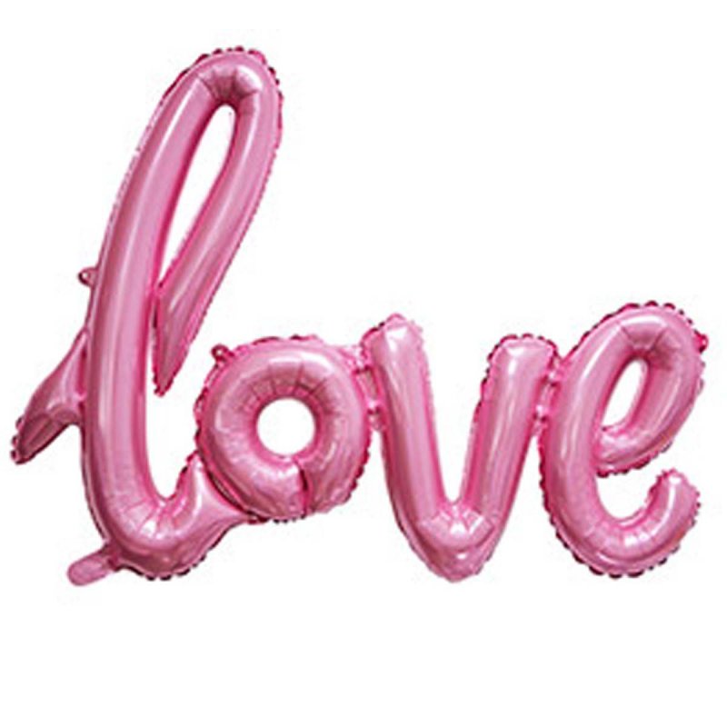 1207-3312 Шар фольгированный  Слово Love розовое, размер 70х50 см
