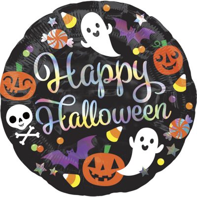 3202-0472 Кулька фольгована з гелієм  Круг Happy Halloween 18", размер 46х46 см