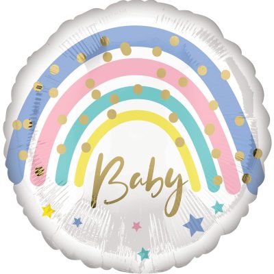 3202-2721 Шар фольгированный с гелием  Круг Радуга baby пастель 18"