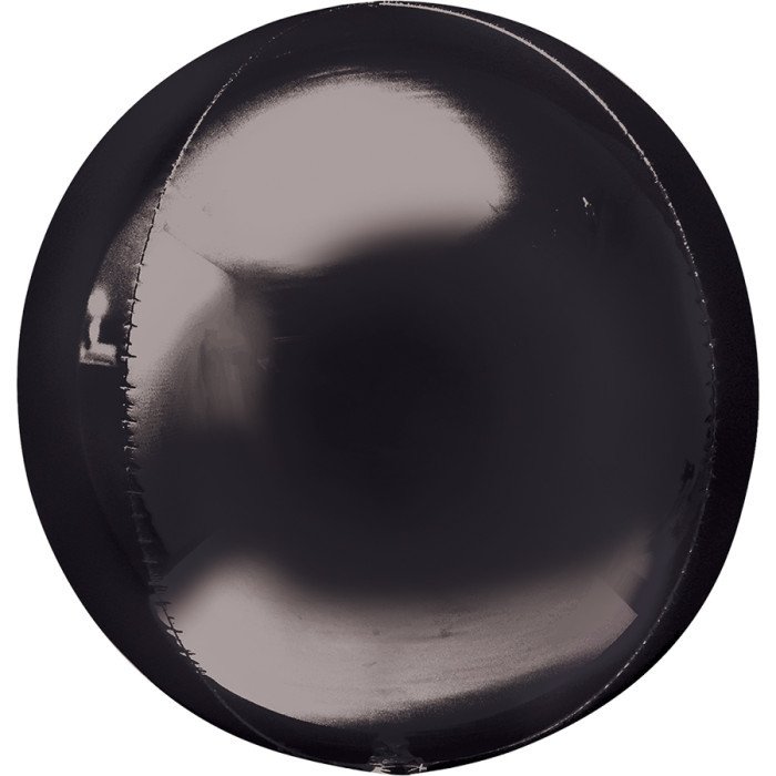 1209-3011 Шар фольгированный с гелием  Сфера Металлик черная 16", размер 38 см
