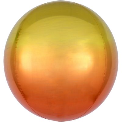 3209-0047 Кулька фольгована з гелієм  Сфера Омбре жовто-помаранчева 16", розмір 38 см
