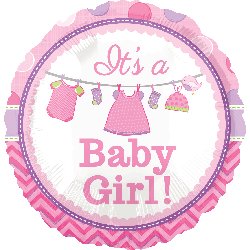 5202-0002 Шар фольгированный с гелием  Круг "It's a baby girl" 18"