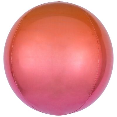 3209-0046 Шар фольгированный с гелием  Сфера Омбре красно-оранжевая 16", размер 38 см