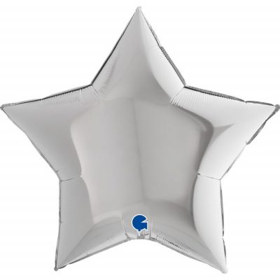 3204-0177 Кулька фольгована з гелієм  Зірка Срібло 36", розмір 91 см