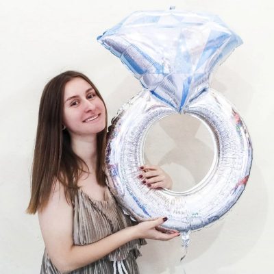 3207-1139 Шар фольгированный с гелием  Обручальное кольцо белое золото голоргафия, размер 79х54 см