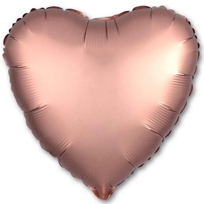 1204-0830 Шар фольгированный с гелием  Сердце сатин rose gold 18", размер 45 см