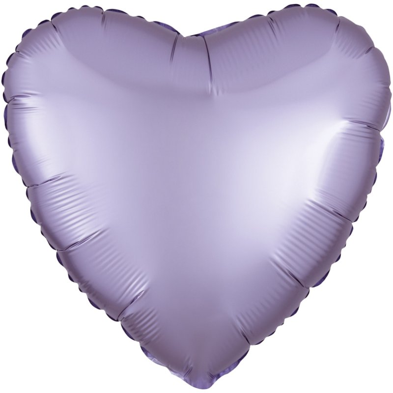 1204-0954 Кулька фольгована з гелієм  Серце  сатін пастель lilac 18", розмір 45 см