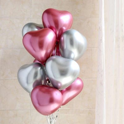 Латексный шар с гелием  Сердце хром (c Hi-Float) 12", артикул 1103-0011