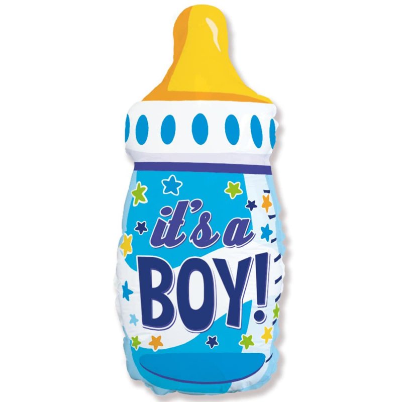 3207-3037 Кулька фольгована з гелієм  Пляшечка блакитна It's a boy"