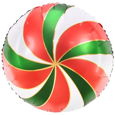 3202-3093 Шар фольгированный с гелием  Конфета зелено-красная 18, размер 45х45 см