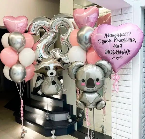 1112-0539 Набор шаров на День Рождение Енот и Коала из 25 шт