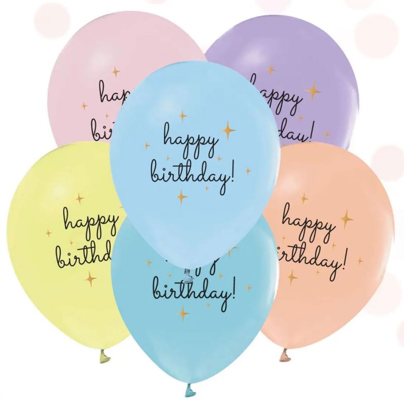 Кулька латексна з гелієм  Happy Birthday (макарунс)", артикул 2103-5070