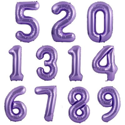 3207-3464 Фольгированный шар с гелием  Цифры Металлик Лиловая (от 0 до 9 на выбор) 40", размер 102 см