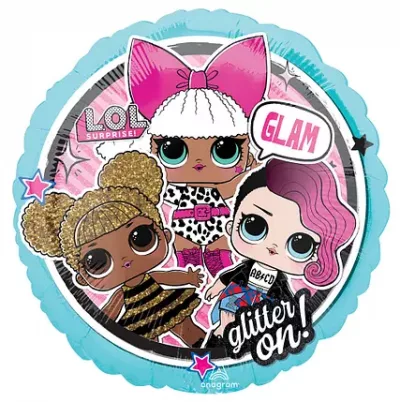 5202-0007 Кулька фольгована з гелієм  Круг LOL glam 18, розмір 45х0 см