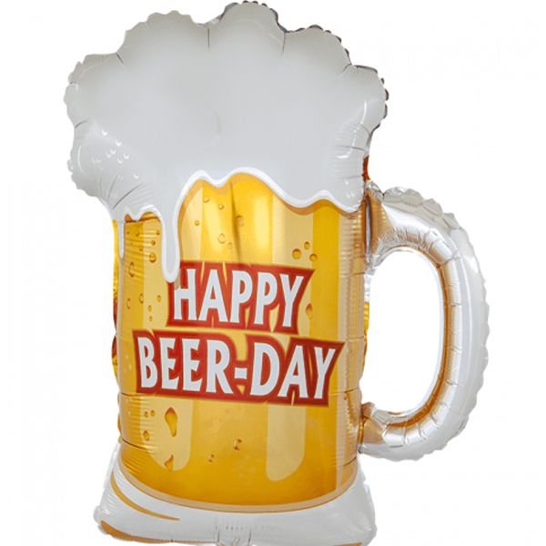 1027-3578 Шар фольгированный с гелием  Кружка пива "Happy beer day", размер 65х57 см