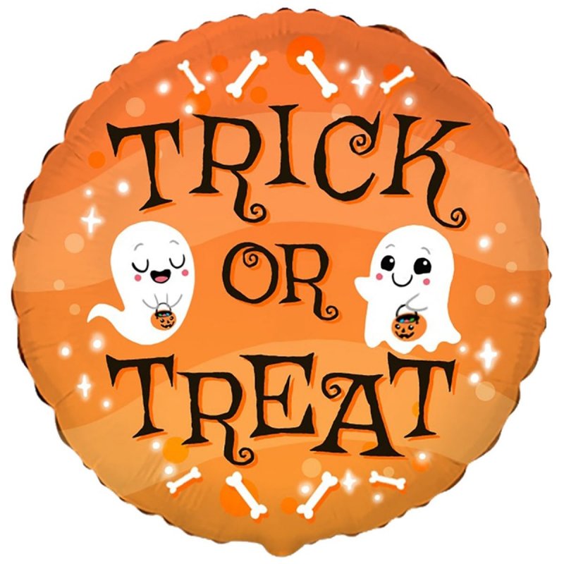 1202-3586 Шар фольгированный с гелием  Круг Хелловін Trick or treat 18", размер 46х46 см