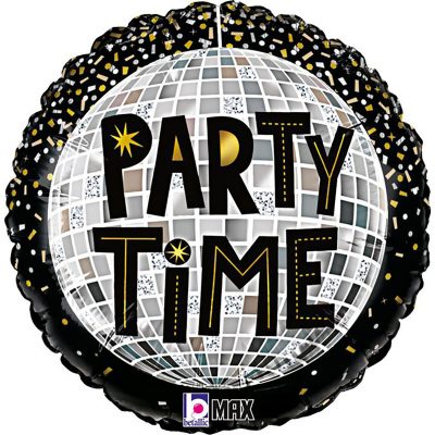3202-3249 Кулька фольгована з гелієм  Диско куля "Party Time" 18", розмір 46 на 46 см