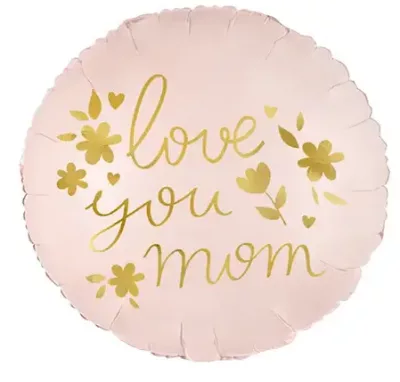 5207-0064 Кулька фольгована з гелієм  Круг Love you mom 18, розмір 45х45 см