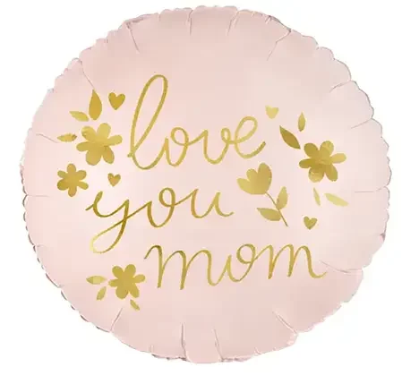 5207-0064 Шар фольгированный с гелием  Круг Love you mom 18, размер 45х45 см