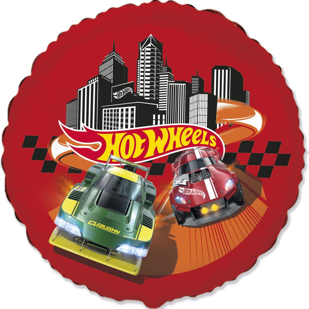 3202-3620 Кулька фольгована з гелієм Круг Гоночні машини Hot Wheels 18, розмір 45х45 см