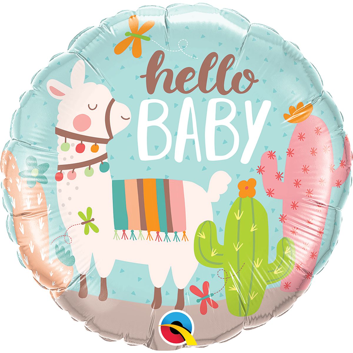 3202-1029  Кулька фольгована з гелієм  Круг "Hello baby" Лама 18"