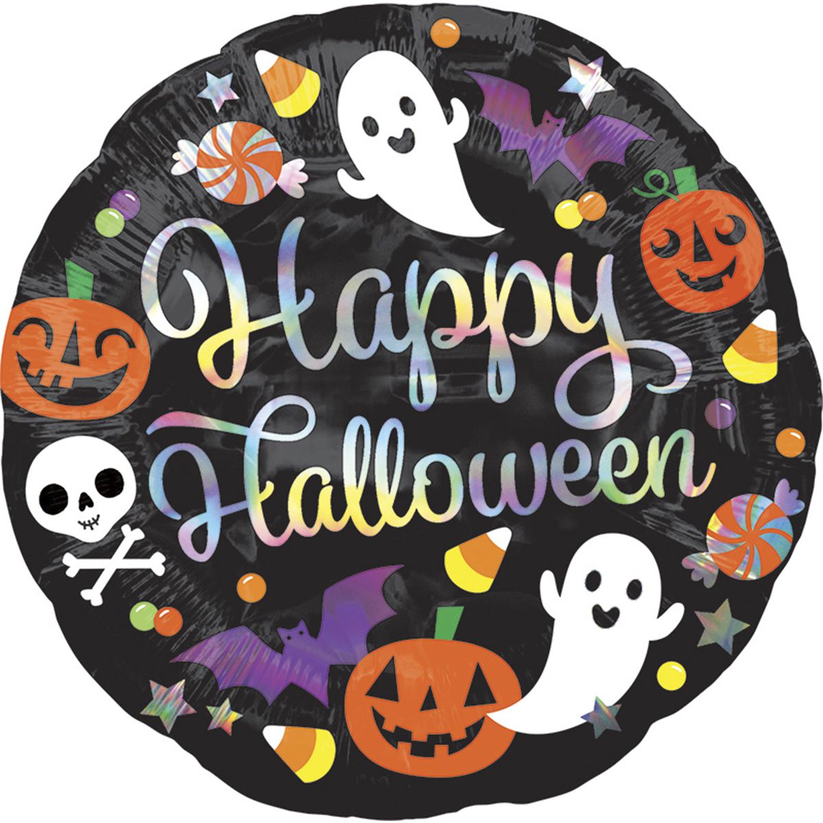 3202-0472 Кулька фольгована з гелієм  Круг Happy Halloween 18", размер 46х46 см