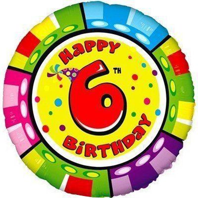 1202-1786 Шар фольгированный с гелием  Цифра КРУГ HB "6"  18, размер 45 на 0 см