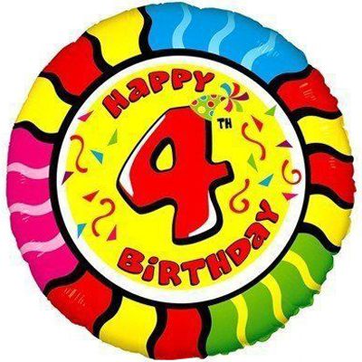 1202-1784 Шар фольгированный  с гелием  Цифра КРУГ HB "4" 18, размер 45 на 0 см