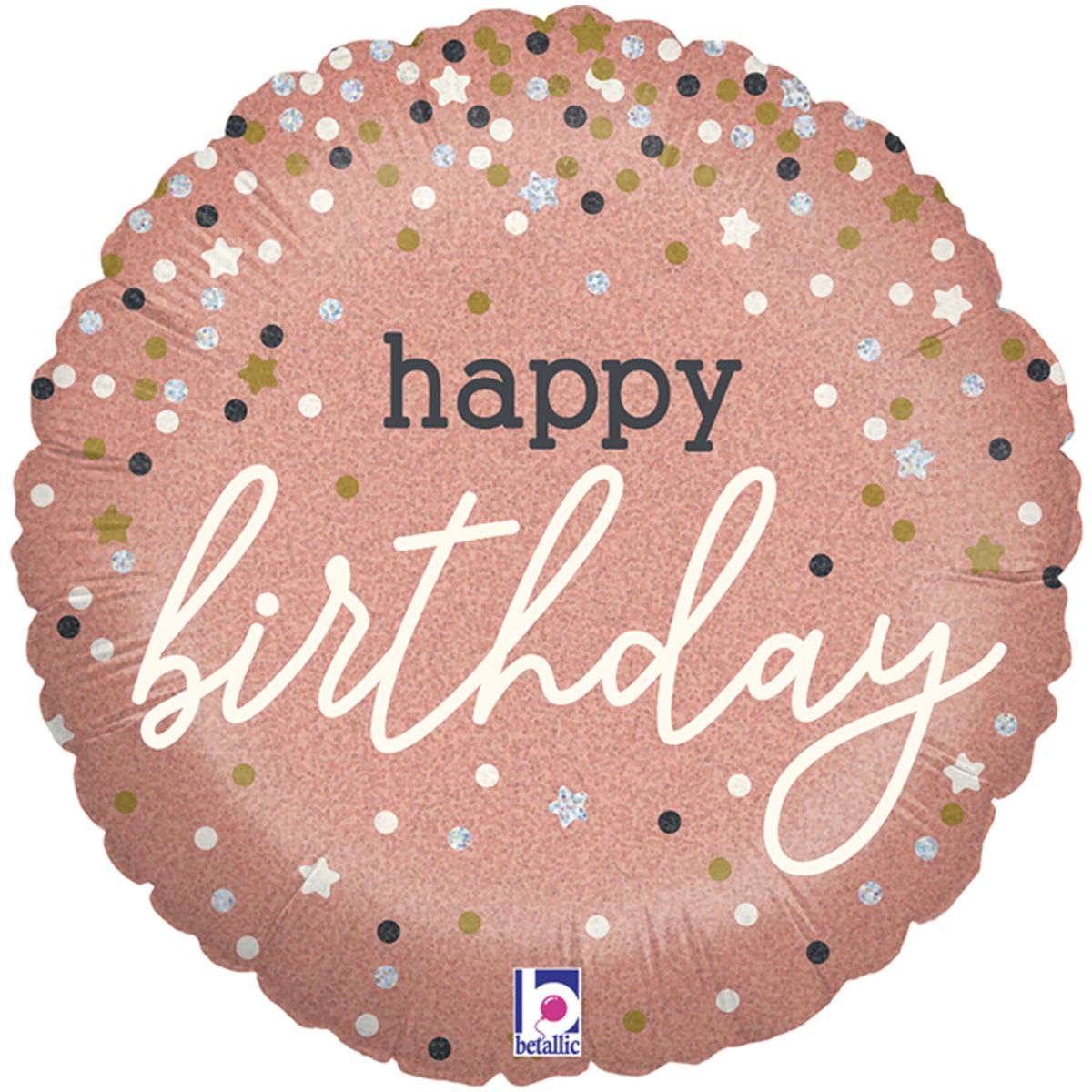 3202-2710 Шар фольгированный с гелием  Круг HB Конфетти розовое золото 18, размер 45 на 0 см
