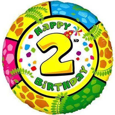 1202-1782 Шар фольгированный с гелием   Цифра КРУГ  HB "2" 18, размер 45 на 0 см